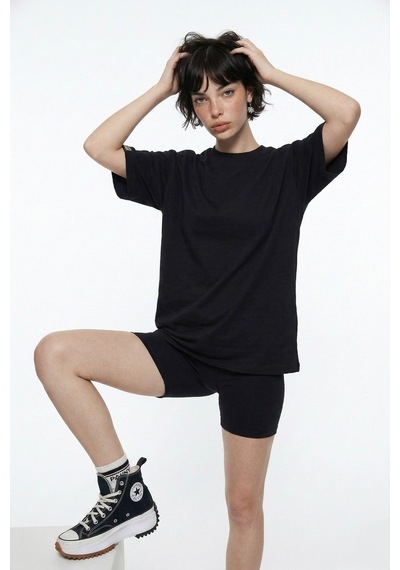 Holly Lolly Pamuklu Unisex Oversize Lure Tshirt Siyah