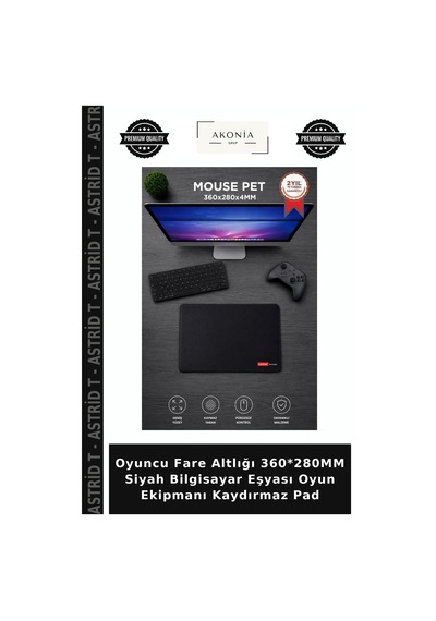 Oyuncu Fare Altlığı 360 280mm Siyah Bilgisayar Eşyası Oyun Ekipmanı Kaydırmaz Pad