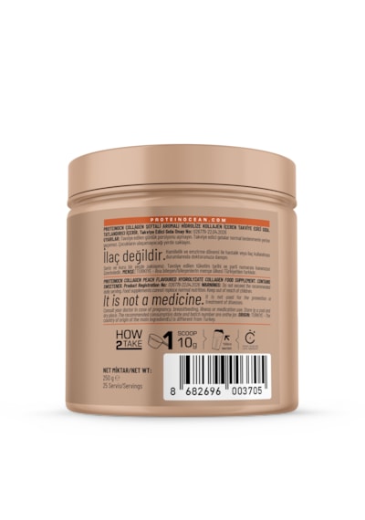 Collagen - Kolajen Şeftali - 6 Farklı Bileşen İlaveli - Tip 1,2,3 - 250g 25 Servis
