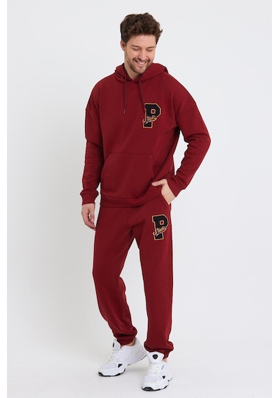 Polostate Erkek Kapüşonlu 3 İplik Sweatshirt Bordo
