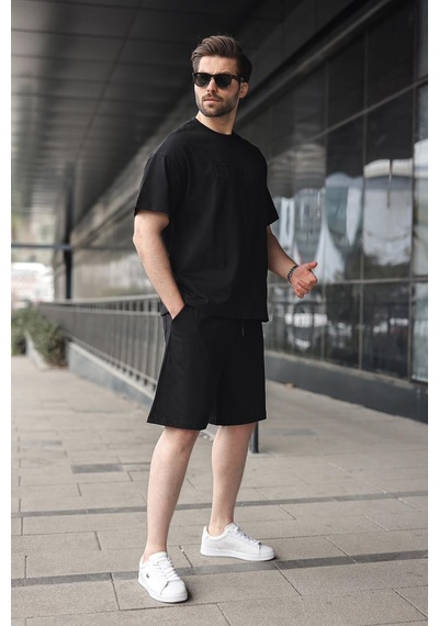 Siyah Erkek Şort T-shirt Takım E7347