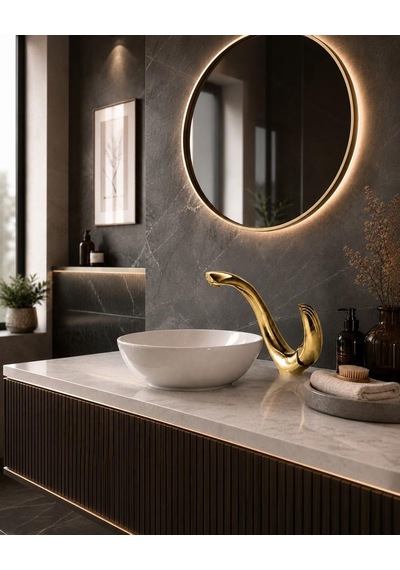 Elıte Kısa Lavabo Bataryası Parlak Altın