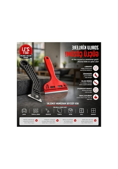 Yüzey Kazıyıcı Seti, Cam Ve Derz Kazıma İçin Ergonomik Tasarım Açık Gri