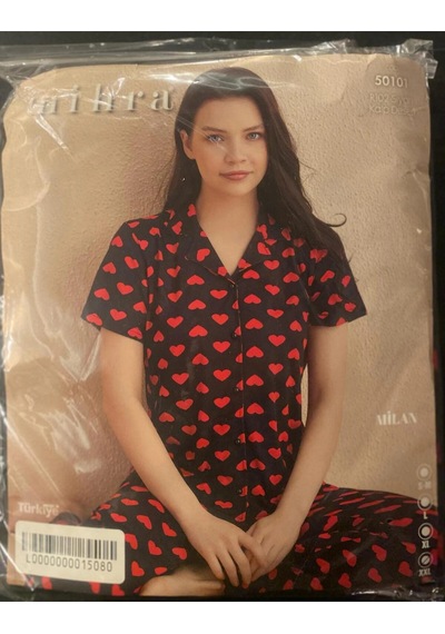 Mihra Milan Düğmeli Des.pijama Takım50501 Siyah