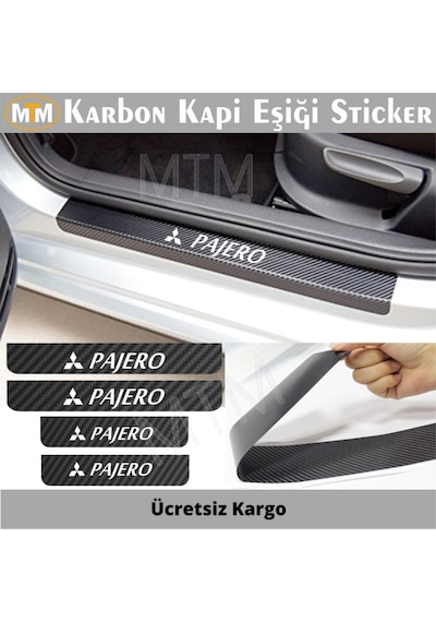 Mitsubishi Pajero Karbon Kapı Eşiği Sticker (4 Adet)