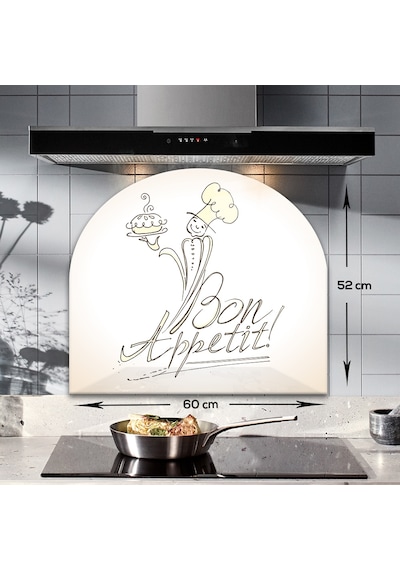 Decorita Cam Ocak Arkası Koruyucu |Oval Şekilli|Bon Appetit - Şef