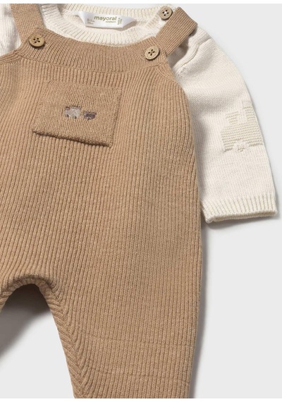 Mayoral Newborn Erkek Bebek Triko Tulum Set Kahverengi