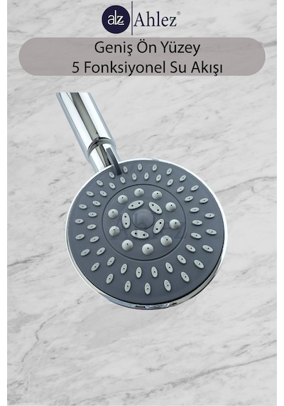 Luna Fonksiyonlu Duş Başlığı , Yapışkanlı Mafsal Ve Örgülü Duş Hortumu Seti Gri Metal Diğer