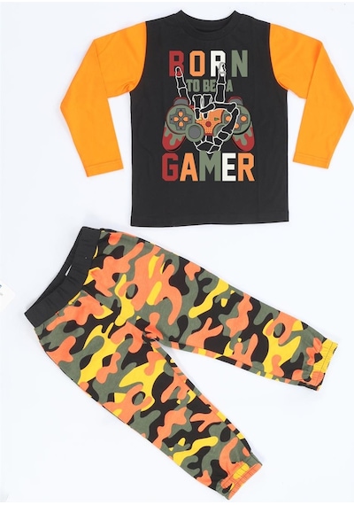 Casabony Gamer Erkek Çocuk Kamuflaj Pantolon + T-shirt Takım-renkli Çok Renkli