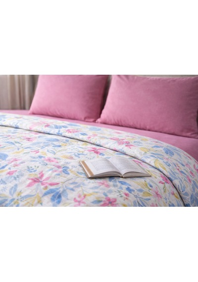 Faralya Life Baskılı Çift Kişilik Pike Takımı 200x220 Cm Pike 240x260 Çarşaf 2 Adet 50x70 Yastık Kılıfı %100 Pamuk Yumuşak Dokulu Yatak Örtüsü Seti Pembe