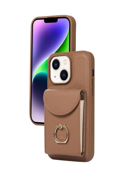 Teleplus Apple Uyumlu iPhone 14 Kılıf Kartlıklı Yüzüklü El Askılı H34 Kılıf