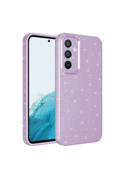 Samsung Uyumlu Galaxy A14 Kılıf Kamera Korumalı Simli Lüks Zore Koton Kapak Lila