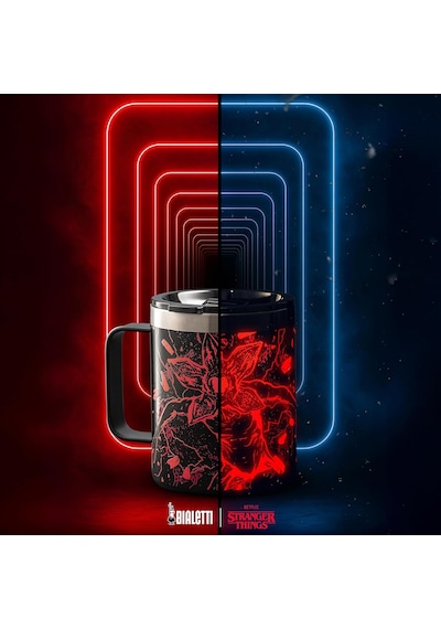 Stranger Things Saplı Termos Kupa - Karanlıkta Parlayan - Mükemmel Sıcaklık Koruma Özelliği - Bulaşık Makinesinde Yıkanamaz - 420 Ml Beyaz - Çok Renkli