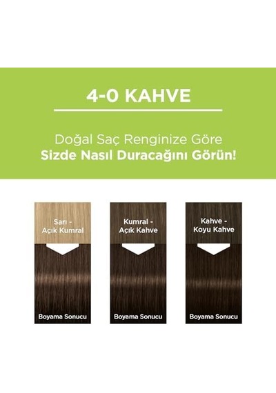 Kalıcı Doğal Renkler 4-0 Kahve Saç Boyası