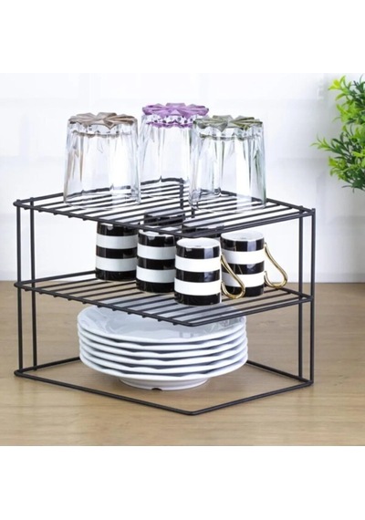 3 Katlı Metal Siyah Tabaklık Düzenleyici Organizer Dolap Içi Raf Metal 25 X 25 Siyah Diğer