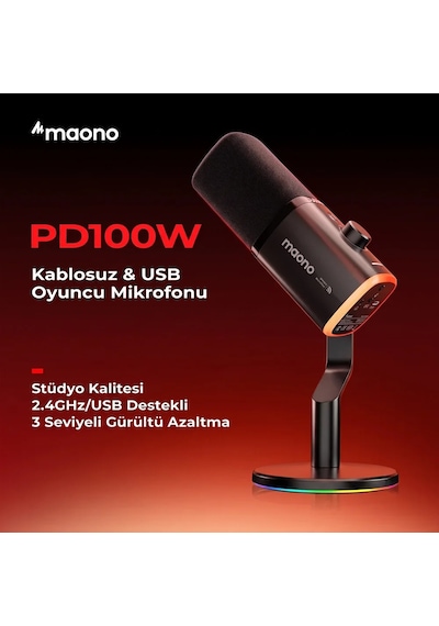 Maono Pd100w Kablosuz Usb Gamer Oyuncu Mikrofonu