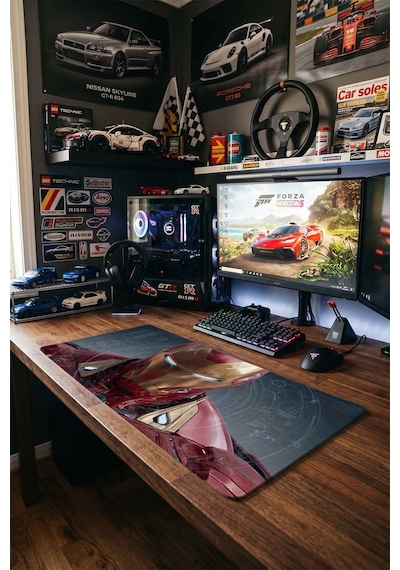 Iron Man Zırh Teknolojik Blueprint 40x90 Cm Oyuncu Mousepad Kaymaz Taban Büyük Boy