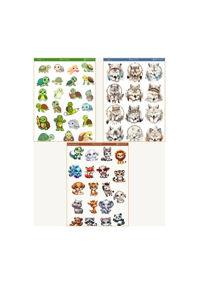 Sevimli Hayvanlar Temalı 6 Sayfa Sticker Seti Journal & Planner 12 17 Cm Diğer