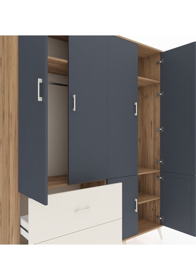 Hyperion Gardrop 5 Raflı 2 Çekmeceli 2 Askılı 176x44x221 Çam-antrasit/aytaşı Beyaz Hyperion Gardrop 5 Raflı 2 Çekmeceli 2 Askılı 176x44x221 Çam-antrasit/aytaşı Beyaz