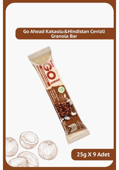 Go Ahead Kakaolu Ve Hindistan Cevizli Granola Bar - 25 Gram - 9 Adet