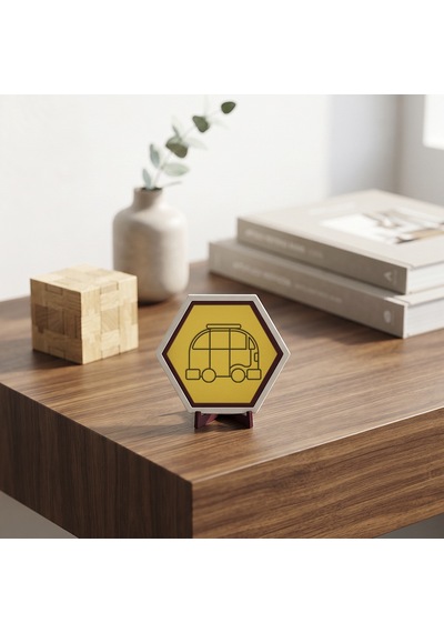 Özgün Tasarım Karavan Temalı Masaüstü Süsü Çalışma Alanlarınız İçin Modern Ve Şık Bir Görünüm Sunan Parça 10x10 Cm, Sarı