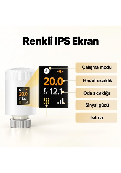 Wifi Oled Ekranlı Termostatik Radyatör Vanası Tuya, Smart Life Uyumlu Trv-04