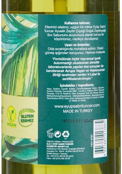 Eyüp Sabri Tuncer Ayvalık Zeytin Çiçeği Doğal Zeytinyağlı Sıvı Sabun 500 ML