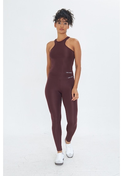 Sportempt Lesa Wear Çapraz Detaylı Basic Spor Crop Atlet Kahverengi