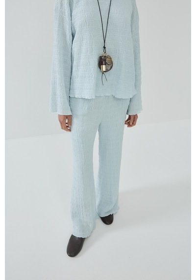 Sena Güven Bol Paça Brode Pantolon Açık Mavi