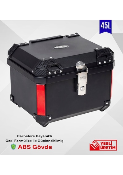 Motosiklet Arka Çanta Karbon Desen Aliminyum Pro-x 45 Litre Motor Çantası Siyah