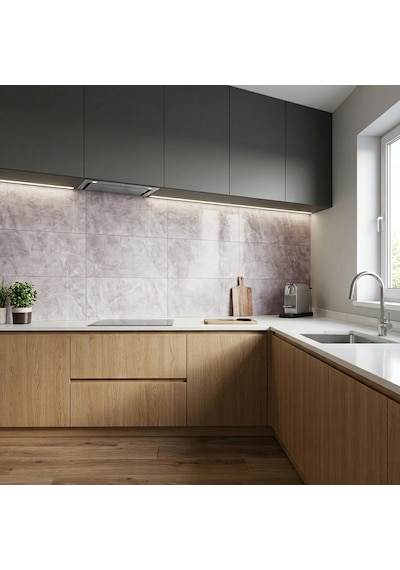 30x60 Cm Kendinden Yapışkanlı Duvar,banyo,tezgah Arası Kaplama Açık Gri 902-30-6