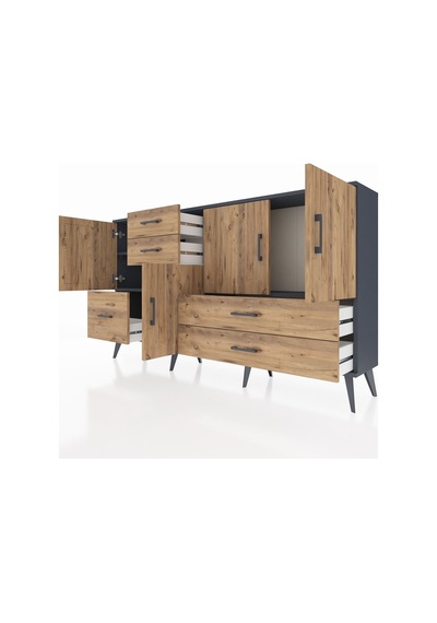 Arges Konsol 4 Raflı 5 Çekmeceli 4 Kapaklı 176x30x99 Antrasit-çam Atlas Çam - Antrasıt Arges Konsol 4 Raflı 5 Çekmeceli 4 Kapaklı 176x30x99 Antrasit-çam Atlas Çam - Antrasıt