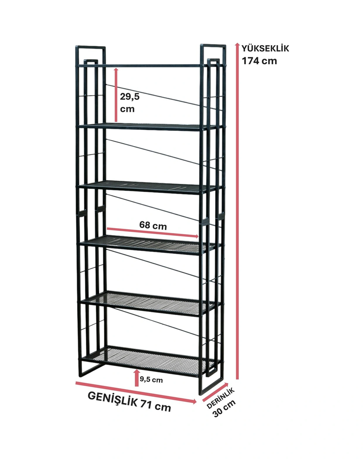 Dekoratif Siyah Metal Kitaplık 6 Raflı Çok Amaçlı Stand Salon Ve Çalışma Odası Düzenleyici Siyah Dekoratif Siyah Metal Kitaplık 6 Raflı Çok Amaçlı Stand Salon Ve Çalışma Odası Düzenleyici Siyah