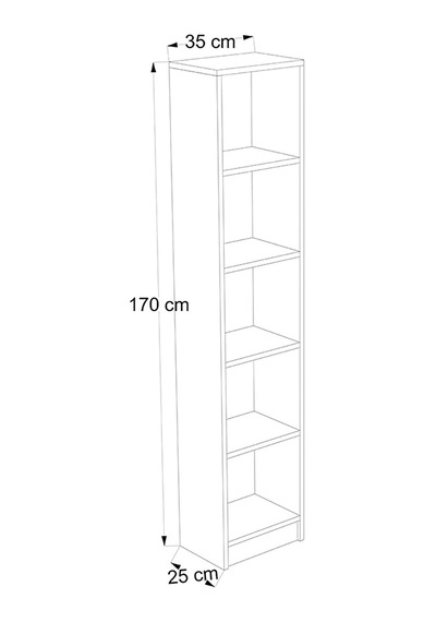 Linea Slim Kitaplık 5 Raflı Beyaz