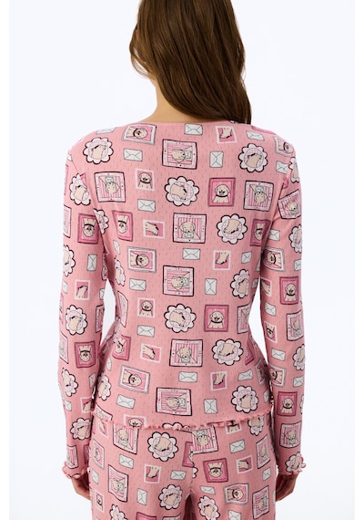 Penti Pembe Postcard Pointel Uzun Kollu Tişört Pijama Üstü Pk32