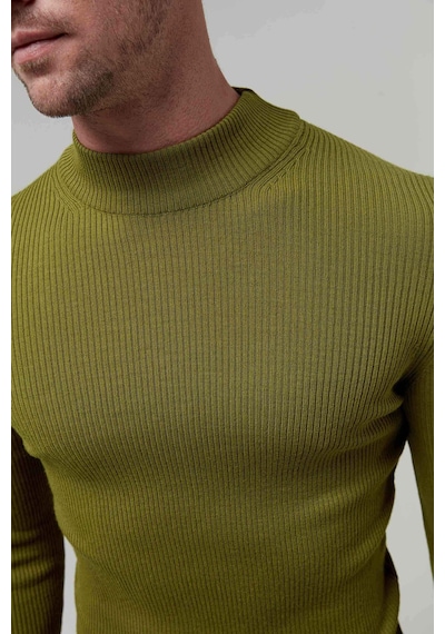Twn Slim Fit Yeşil Rib Örgü Kazak 5ec0606317701 401