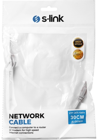 S-lınk Sl-cat6030 Cat6 Patch 30cm Kablo Gri 1923 Renkli