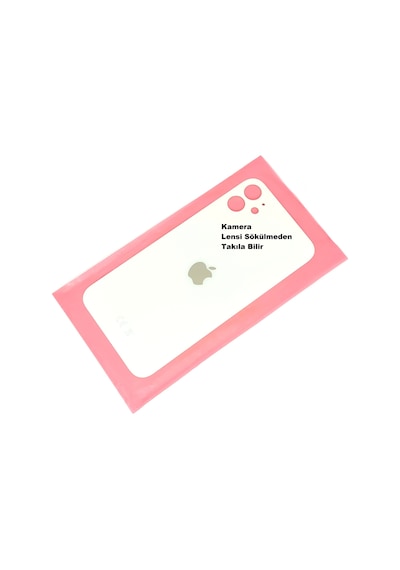 Tkgz Apple Uyumlu iPhone 11 Arka Pil Batarya Kapağı Cam Beyaz