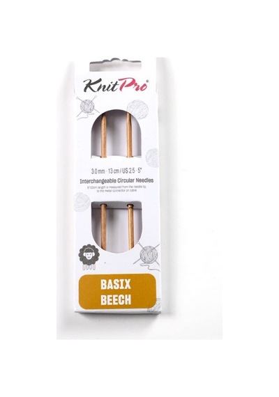 Knitpro Zing Değiştirilebilir Misinalı Şiş Seti 13 Cm Basix Beech Normal I.chng Ndl -3.00mm 35631