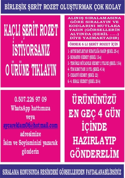 Jandarma 6 Li Birleşik Blok Şerit Rozet Çok Renkli