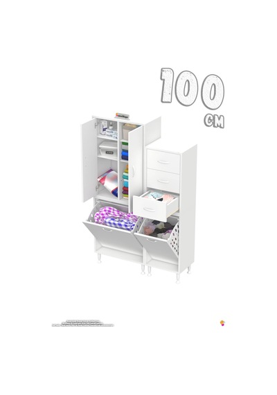 Ohbe 55 + 45cm Genişlik 160cm Boy 32,5cm Derinlik Kirli Sepetli 2 Kapak 3 Çekmeceli Çok Amaçlı Banyo Dolabı 55 + 45 Cm Ohbe 55 + 45cm Genişlik 160cm Boy 32,5cm Derinlik Kirli Sepetli 2 Kapak 3 Çekmeceli Çok Amaçlı Banyo Dolabı 55 + 45 Cm