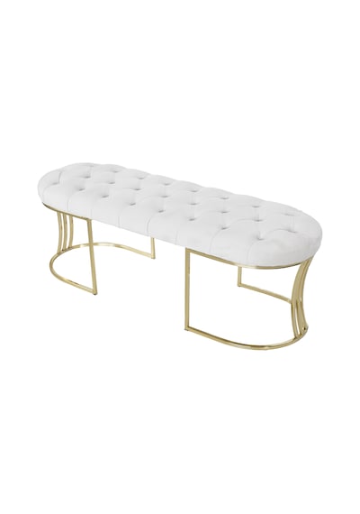 VİEGO GOLD BEYAZ-Kapitoneli Model Puf&Bench&Koltuk-Oturak-Uzun Makyaj Puff-Yatak Odası Ucu&Önü