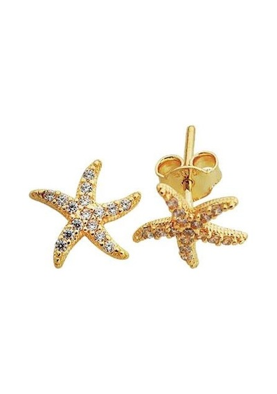 Sembolgold 14 Ayar Altın İğne Küpe Deniz Yıldızı Modeli