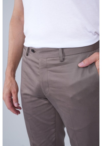 Bisse Bej Doğal Pamuk Pilesiz Spor Pantolon Pns24k24003 D07 Bej
