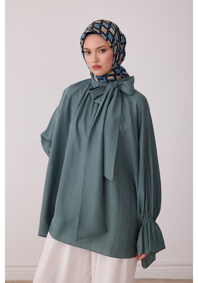 Belli Geometrik Desen %100 Twill İpek Eşarp Be08 Mavi