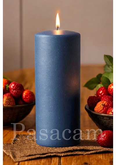 El İşçiliği Silindir Kütük Mum Lavanta Kokulu 30 Cm Uzunluk 10 Cm Genişlik Siyah 30 Cm