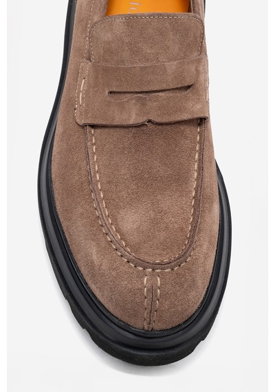 Dericlub Erkek Kalın Taban Loafer Gerçek Deri Fr 244453 Süet Vizon