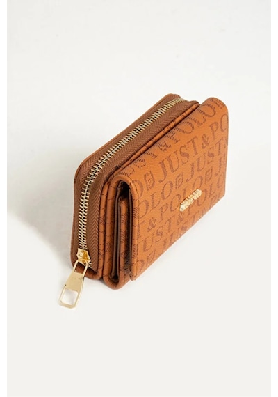 Just Polo Kadın Bol Kartlık Ve Kağıt Para Bölmeli Bölmeli Fermuarlı & Kapaklı Cüzdan Shopper Taba