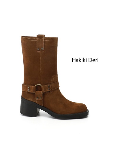 Gönderi(R) Gönderir Kadın Taba Süet Kalın Topuklu Hakiki Deri Çizme Gkzc134m1963 TABA SÜET