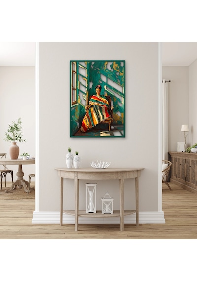 Renkli Şallı Bohem Kadın - Metal Tablo - Dec0341 36 X 50 Cm Çok Renkli